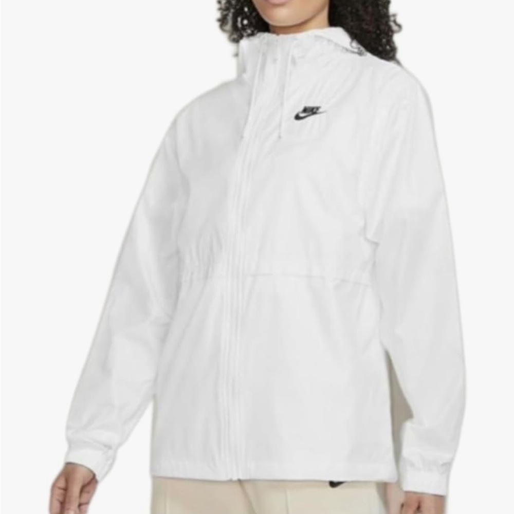 Nike White Utility Jacket with Half-Zip and Elastic Waistband